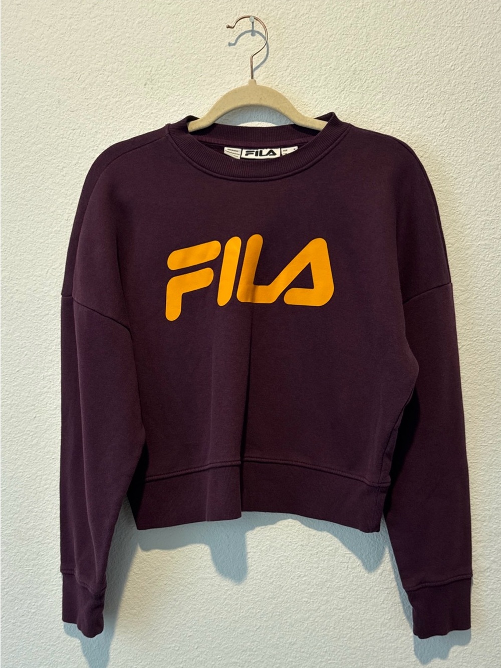 Fila Women's Purple Crew Sweatshirt with Yellow Logo